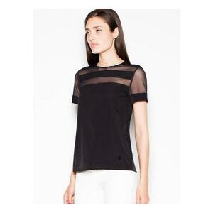 Bluza dama - neagra - cu maneci scurte - decolteu semicircular - material de calitate - imagine