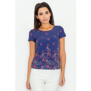 Bluza dama florala - Poliester/Elastan - Bleumarin - imagine