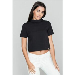 Bluza dama - Pe gat - Cu maneca scurta - Poliester/Viscoza - Negru imagine