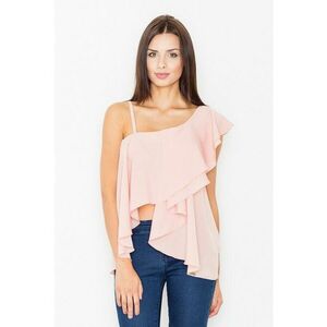 Bluza dama - Poliester/Elastan/Viscoza - Cu volane - Roz imagine