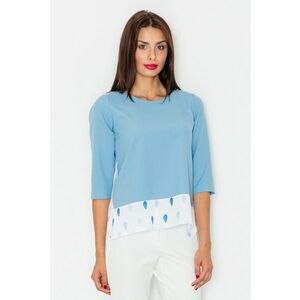 Bluza dama - Maneci trei sferturi - Poliester - Albastru deschis/Alb imagine