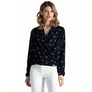 Bluza dama M371 - poliester - imprimeu pasare - maneci lungi imagine