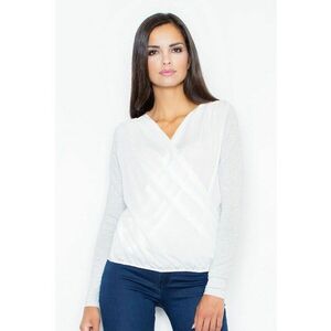 Bluza dama - Viscoza/Elastan - Alb/Gri deschis imagine