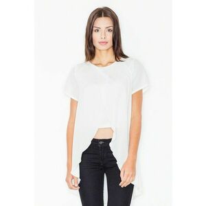 Bluza dama - Poliester/Elastan/Viscoza - Asimetrica - Maneca scurta - Ecru - imagine