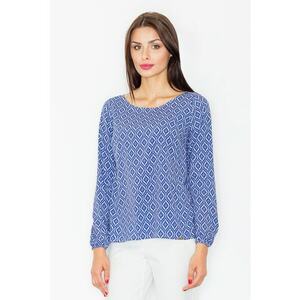 Bluza dama - Poliester/Elastan - Model geometric - Albastru imagine