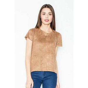 Tricou dama - Poliester/Elastan - Cu fermoar - Maro deschis imagine