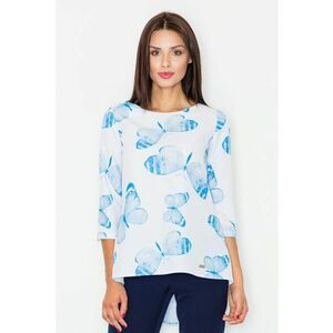 Bluza dama Fluturi - Poliester - Alb/Albastru imagine