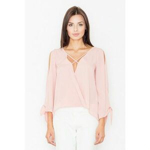 Bluza dama - Poliester/Elastan/Viscoza - Cu umerii goi - Roz imagine