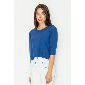 Bluza dama - Maneci trei sferturi - Poliester - Albastru/Alb imagine