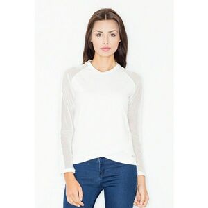 Bluza dama - Maneci plasa - Poliester/Elastan/Viscoza - Alb imagine