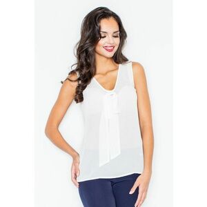 Bluza dama - Poliester - Guler tip cravata - Alb imagine