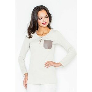 Bluza dama - Poliester/Elastan - Cu nasturi - Bej imagine