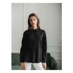 Bluza dama - neagra - maneci lungi - semi fermoar - poliester imagine