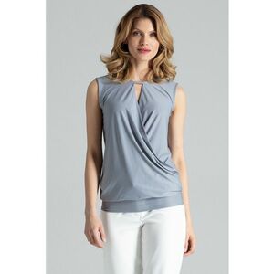Bluza dama - Poliester/Elastan - Fara maneci - Eleganta - Gri imagine