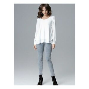 Bluza dama bej - maneci lungi - decolteu semicircular - volan - imagine