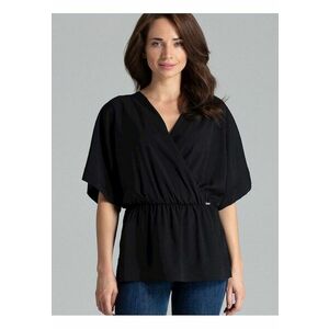 Bluza dama - neagra - cu maneci kimono - elastica - din poliester - imagine