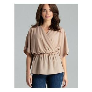 Bluza dama bej - lejera - cu maneci kimono - din poliester imagine