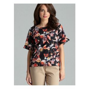 Bluza dama - model floral - maneci scurte - multicolor - poliester imagine