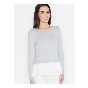 Bluza dama simpla - cu volan decorativ - gri - viscoza imagine