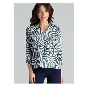 Bluza dama multicolor - maneci lungi - decolteu in V - pliuri contrastante imagine