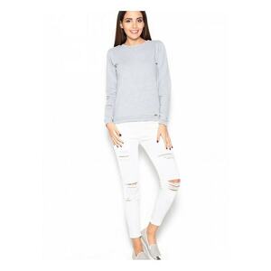 Bluza dama gri - bumbac - croiala simpla - fundita decorativa - imagine