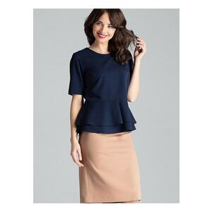 Bluza dama bleumarin - cu decolteu semicircular - fermoar ascuns - bascul dublu - poliester 65% - viscoza 35% imagine