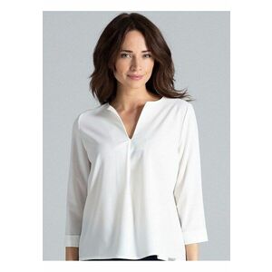 Bluza dama - simpla - cu decolteu in V - bej - poliester imagine