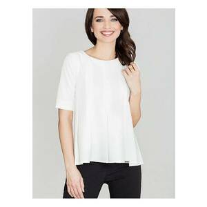 Bluza dama bej - cu spate prelungit - maneci scurte - material elastic imagine