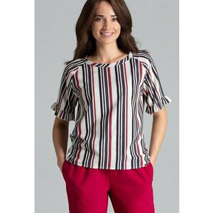 Bluza dama - multicolor - cu dungi - maneci scurte - poliester imagine