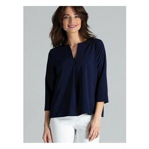 Bluza dama - bleumarin - maneci lungi - decolteu in V - poliester - imagine