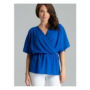 Bluza dama - simpla - lejera - albastra - maneci kimono - elastan - poliester - viscoza imagine