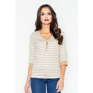 Bluza dama - Bumbac/Elastan - Bej/Alb - imagine
