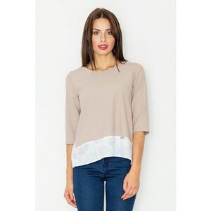 Bluza dama - Maneci trei sferturi - Poliester - Bej/Alb - imagine