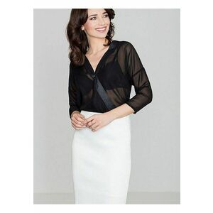 Bluza dama neagra - 3/4 - decolteu plic - poliester - imagine