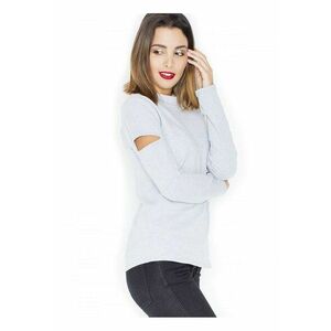Bluza dama antrenament - gat rotund - maneci lungi - gri - bumbac - imagine
