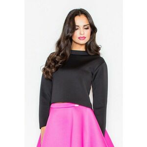 Hanorac scurt dama M341 - negru - poliester - guler ridicat - maneci lungi - imagine