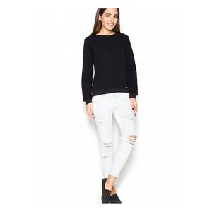 Bluza dama neagra - bumbac - croiala simpla - fundita decorativa imagine