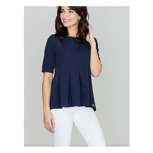 Bluza dama - bleumarin - maneci scurte - decolteu rotund - poliester 65% - viscoza 35% imagine
