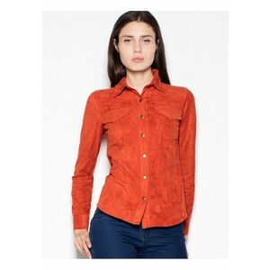 Camasa dama - lunga - piele intoarsa - rosie - poliester - imagine