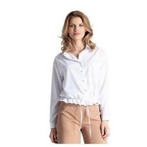 Camasa alba pentru femei M647 - maneca lunga - poliester - elastic in partea de jos imagine