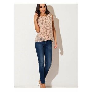 Bluza dama sifon - decolteu rotund - roz - transparenta cu pasari imagine