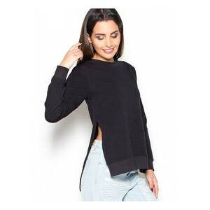 Bluza dama neagra - bumbac cu maneci lungi si fante laterale imagine
