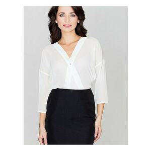 Bluza dama - cu maneci 3/4 - decolteu plic - bej - poliester imagine