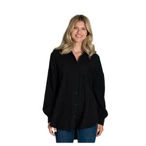 Camasa oversize pentru femei - neagra - bumbac - imagine