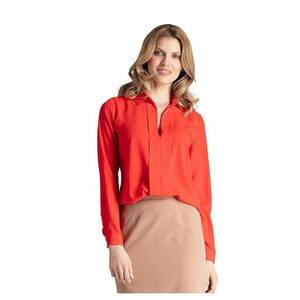 Bluza eleganta M621 - rosu - maneci lungi - guler decorativ - poliester/viscoza imagine