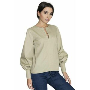 Bluza dama M561 - maneci bufante - verde maslina - bumbac-poliester imagine