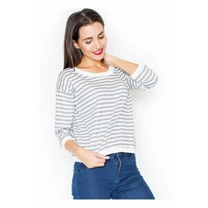 Bluza dama maneca scurta - model dungi - gri - bumbac 92% imagine
