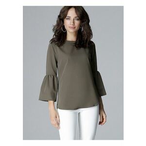 Bluza dama - cu maneci 3/4 - volane - verde - poliester imagine