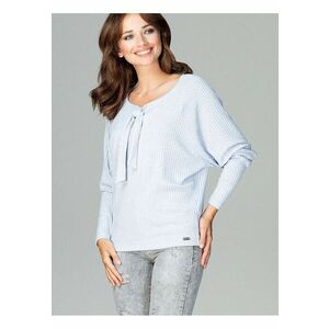 Bluza dama albastra - tricotata - maneci lungi - decolteu cu papion - viscoza imagine
