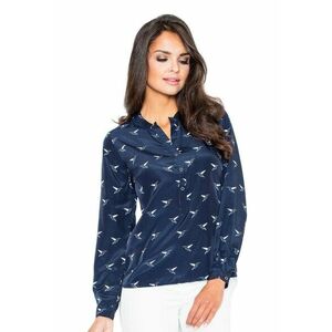 Bluza eleganta M254 fara guler - maneci lungi - bleumarin - poliester - imagine